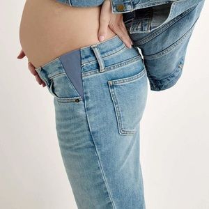 Hatch Light Wash Crop Maternity Jeans, Size 30